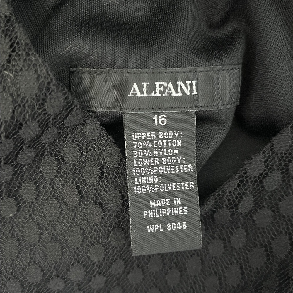 Alfani Black Sleeveless Swiss Dot Pleated Dress Size 16 - Picture 7 of 8